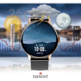 Smartwatch Damski GIEWONT Różowe Złoto Czarny GW330-4 - 15