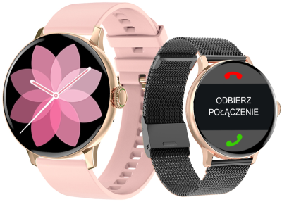 Smartwatch Damski GIEWONT Różowe Złoto Czarny GW330-4