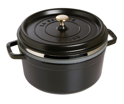  Round cast iron pot with Staub insert - Black, 5.25 ltr