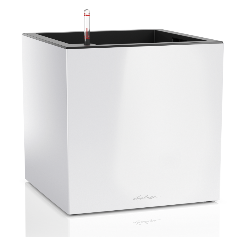 Lechuza Canto Premium 40 cube flowerpot, white gloss