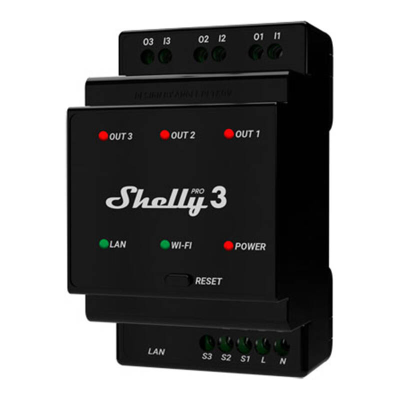 SHELLY Pro 3 Wi-Fi/LAN 3-channel DIN transmitter