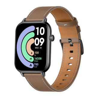 Smartwatch COLMI C28 Czarny + brązowy skórzany pasek - 3