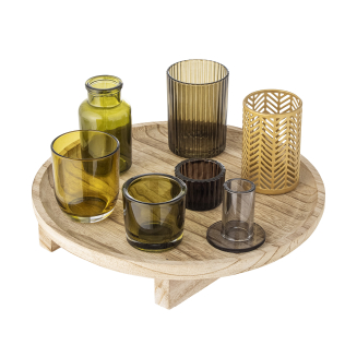 Set of 7 Bloomingville Sanga Nature candle holders with tray - 4
