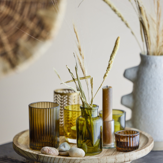 Set of 7 Bloomingville Sanga Nature candle holders with tray - 2