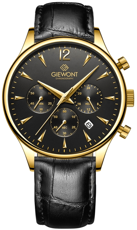 Zegarek Męski Giewont Chronograph Sapphire Czarno Złoty GW6310-A4