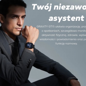 Smartwatch Damski GRAVITY GT15-11 Granatowy Pasek Silikonowy + Złota Bransoleta - 13