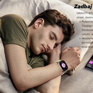 Smartwatch Damski GRAVITY GT15-11 Granatowy Pasek Silikonowy + Złota Bransoleta - 17