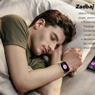 Smartwatch Damski GRAVITY GT15-11 Granatowy Pasek Silikonowy + Złota Bransoleta - 17