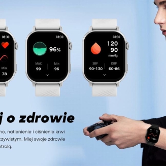 Smartwatch Damski GRAVITY GT15-11 Granatowy Pasek Silikonowy + Złota Bransoleta - 18