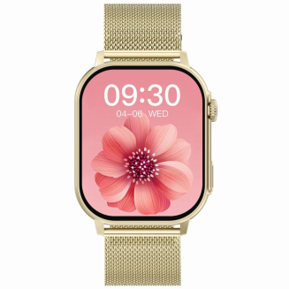 Smartwatch Damski GRAVITY GT15-11 Granatowy Pasek Silikonowy + Złota Bransoleta - 5