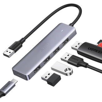 Hub USB UGREEN CM219 5-portowy USB-A+USB-C (szary) - 2