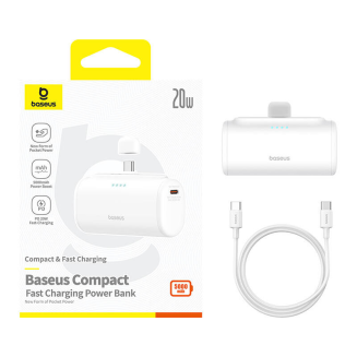 Powerbank Baseus Compact 5000mAh, 20W, USB-C (biały) - 8