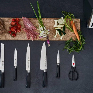 Zestaw 5 noży w bloku samoostrzącym z nożycami Zwilling Four Star Grey - 9