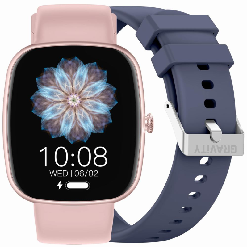 Smartwatch Damski GRAVITY GT18-3 Różowy Pasek Silikonowy + Granatowy Pasek