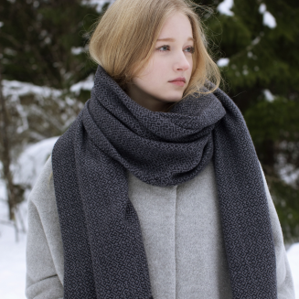 Szal z wełny merino Lapuan Kankurit Koli black-grey 60x220 cm - 2