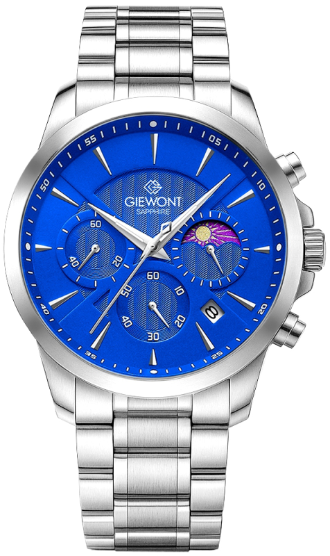 Zegarek Męski Giewont Chronograph Sapphire Srebrno Niebieski GW9460-B3