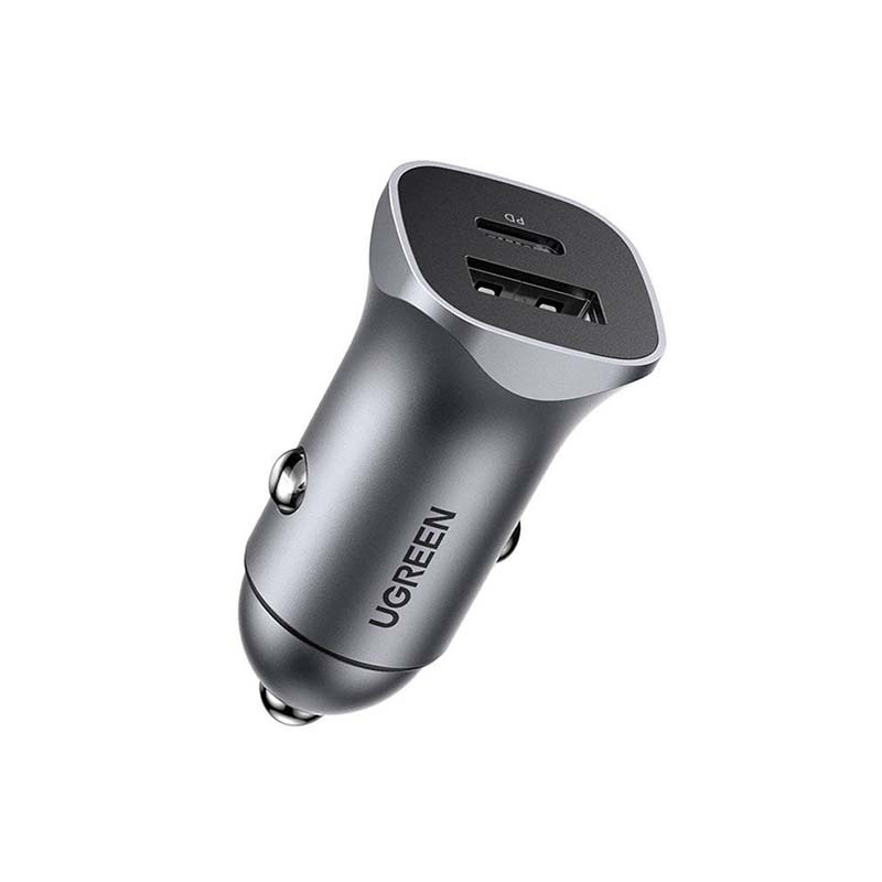 Ładowarka samochodowa UGREEN CD130 30W USB-A/USB-C (szara)