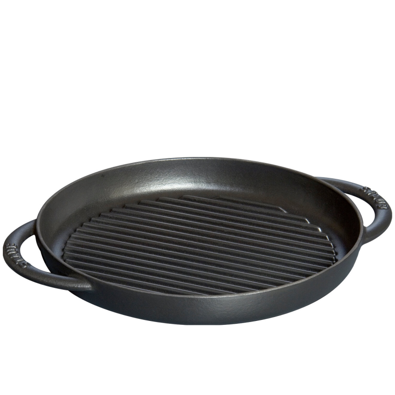  Staub round cast iron grill pan with two handles - 26 cm, Black