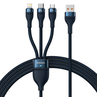 Kabel BASEUS Flash 3w1 USB-A-USB-C/micro USB/Lightning 1.2m (niebieski) - 2