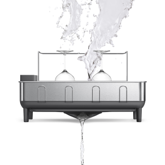 Ociekacz do naczyń Simplehuman z uchwytem na kubki i kieliszki srebrny | czarny - 3