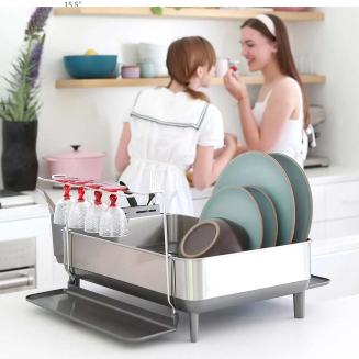  Simplehuman dish drainer with cup and glass holder, black - 4