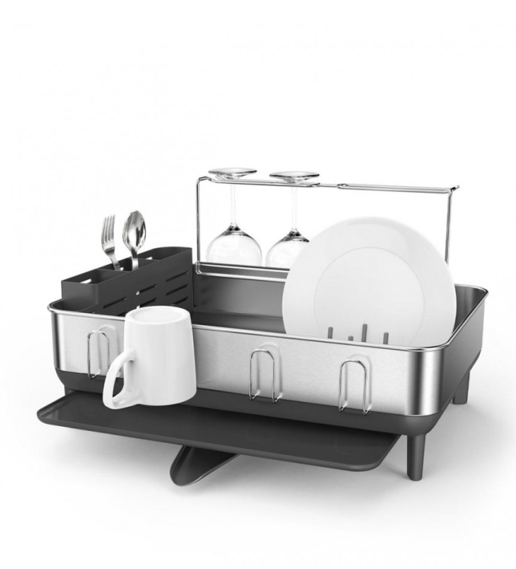  Simplehuman dish drainer with cup and glass holder, black