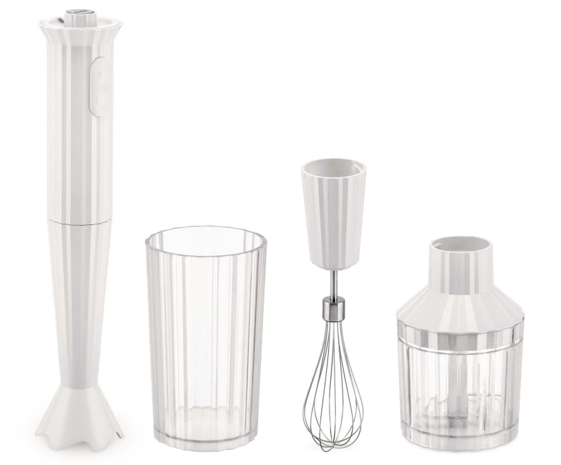 Blender ręczny z zestawem akcesoriów Alessi Plissé White
