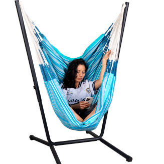 Fotel hamakowy ze stojakiem La Siesta Fiji Organic Azure Basic - 2