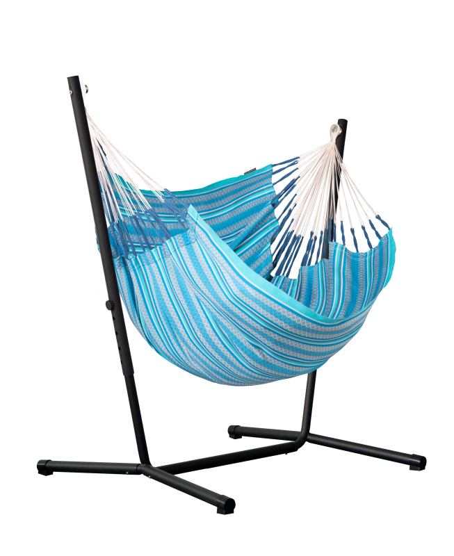 Fotel hamakowy ze stojakiem La Siesta Fiji Organic Azure Basic