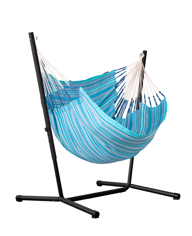 Fotel hamakowy ze stojakiem La Siesta Fiji Organic Azure Basic