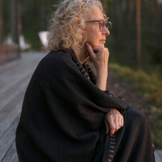 Szal z wełny merino Lapuan Kankurit Saana dark-grey 70x220 cm - 3