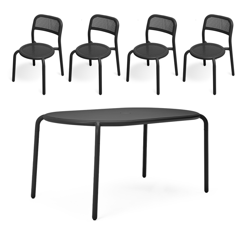 ZESTAW: Stół ogrodowy Fatboy Tavolo Toní + 4 x Krzesło ogrodowe Fatboy Bistro Chair Toní