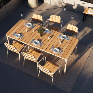 Stół ogrodowy SACKit Kirra Teak Table Taupe 210x90 cm - 4