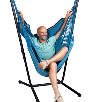 Fotel hamakowy ze stojakiem La Siesta Fiji Organic Blue Zebra Comfort - 2