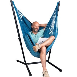 Fotel hamakowy ze stojakiem La Siesta Fiji Organic Blue Zebra Comfort - 3