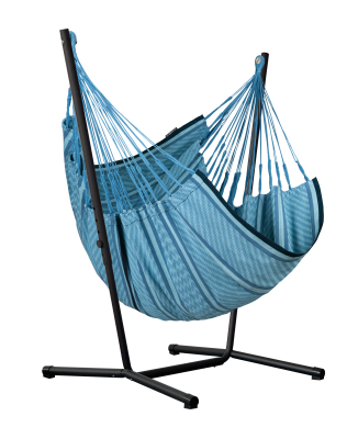 Fotel hamakowy ze stojakiem La Siesta Fiji Organic Blue Zebra Comfort