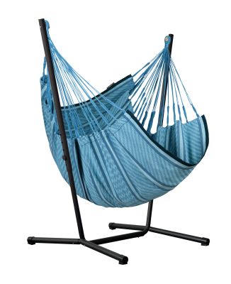 Fotel hamakowy ze stojakiem La Siesta Fiji Organic Blue Zebra Comfort