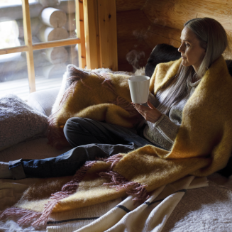 Koc z moherem Lapuan Kankurit REVONTULI rust-denim blue 130x170 cm - 4