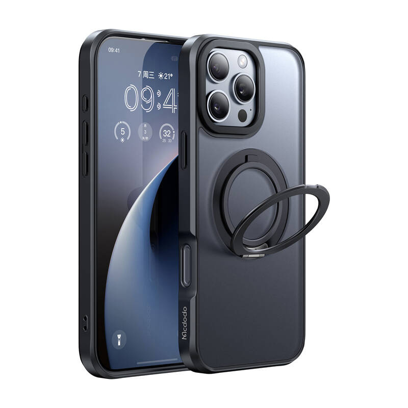 Etui MCDODO PC-4932 MagSafe ze stojakiem do iPhone 16 Pro (czarne)