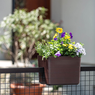 Balkonowa donica samo-nawadniająca Plastia Berberis 26x30 cm brązowy - 4