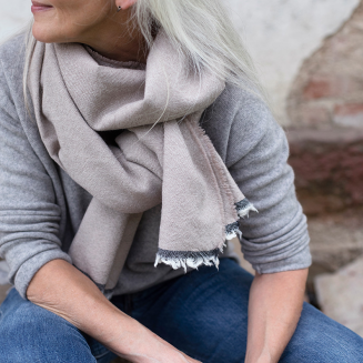 Szal z wełny merino Lapuan Kankurit VIIRU beige 35x170 cm - 4