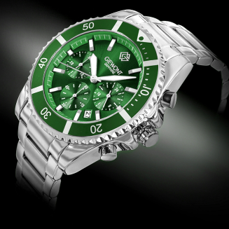 Zegarek Męski Giewont Chronograph Sapphire Srebrno Zielony GW3970-B8 - 2