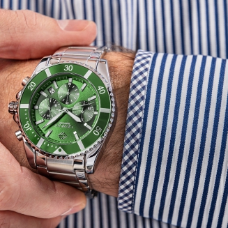 Zegarek Męski Giewont Chronograph Sapphire Srebrno Zielony GW3970-B8 - 4