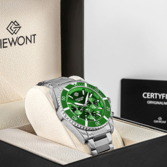 Zegarek Męski Giewont Chronograph Sapphire Srebrno Zielony GW3970-B8 - 7