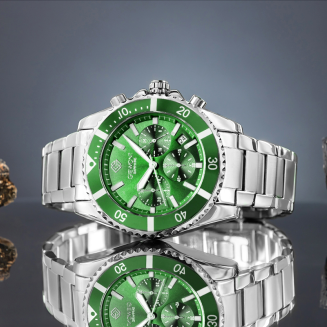 Zegarek Męski Giewont Chronograph Sapphire Srebrno Zielony GW3970-B8 - 5