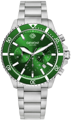Zegarek Męski Giewont Chronograph Sapphire Srebrno Zielony GW3970-B8