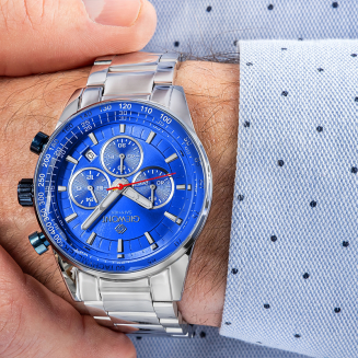Zegarek Męski Giewont Chronograph Sapphire Srebrno Niebieski GW9140-B3 - 5