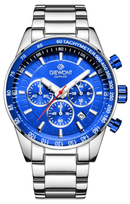 Zegarek Męski Giewont Chronograph Sapphire Srebrno Niebieski GW9140-B3