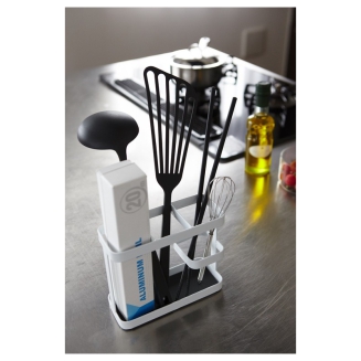 Yamazaki Tower kitchenware stand, white, wide - 3