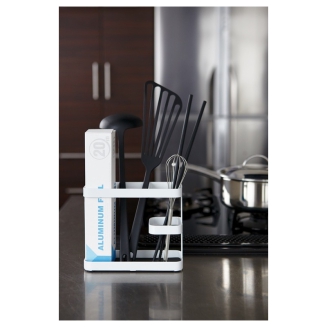 Yamazaki Tower kitchenware stand, white, wide - 4